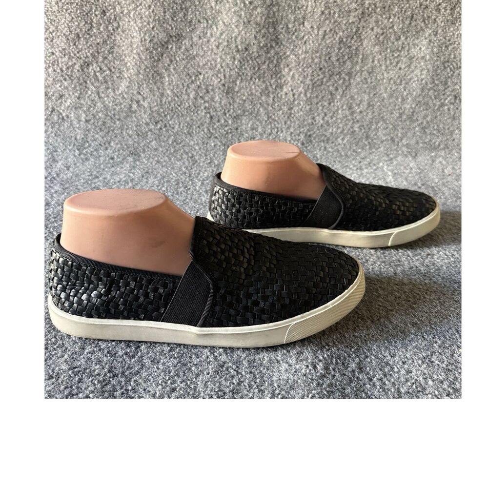 Vince Women’s Slip-On Casual Shoes Black Woven Leather Basketweave Size 9